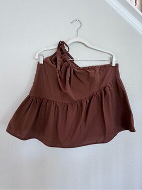 Bronze Snake Halter Crop Top — Chocolate Brown